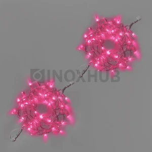 Светодиодная гирлянда INOXHUB Нить 10м, 100 LED, соединяемая, 220В, IP65, прозрачный провод, РОЗОВЫЙ фото Иноксхаб