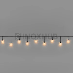 Гирлянда Стрит-Лофт INOXHUB 5м, 20 ламп, 220В, IP65, чёрная резина 2.3мм, ТЁПЛЫЙ БЕЛЫЙ фото Иноксхаб