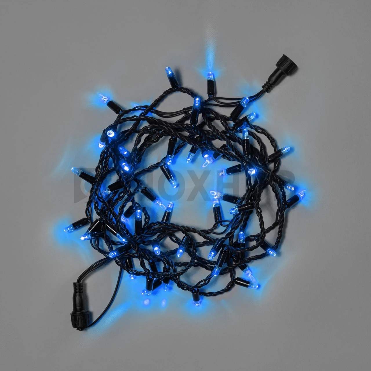 Светодиодная гирлянда INOXHUB Нить 10м, 100 LED, соединяемая, 220В, IP65, чёрный резиновый провод 2.3мм, СИНЯЯ фото Иноксхаб