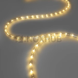 Дюралайт INOXHUB двухжильный 13 мм, круглый, бухта 100м, шаг резки 50см, 36 светодиодов на метр, фиксинг, 24В, IP65, ТЁПЛЫЙ БЕЛЫЙ фото Иноксхаб