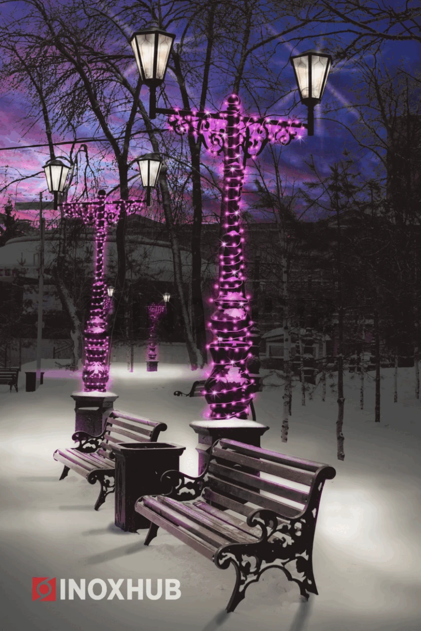 Светодиодная гирлянда INOXHUB Нить 10м, 100 LED, соединяемая, с мерцанием, 220В, IP65, белый резиновый провод 2.3мм, РОЗОВАЯ фото Иноксхаб