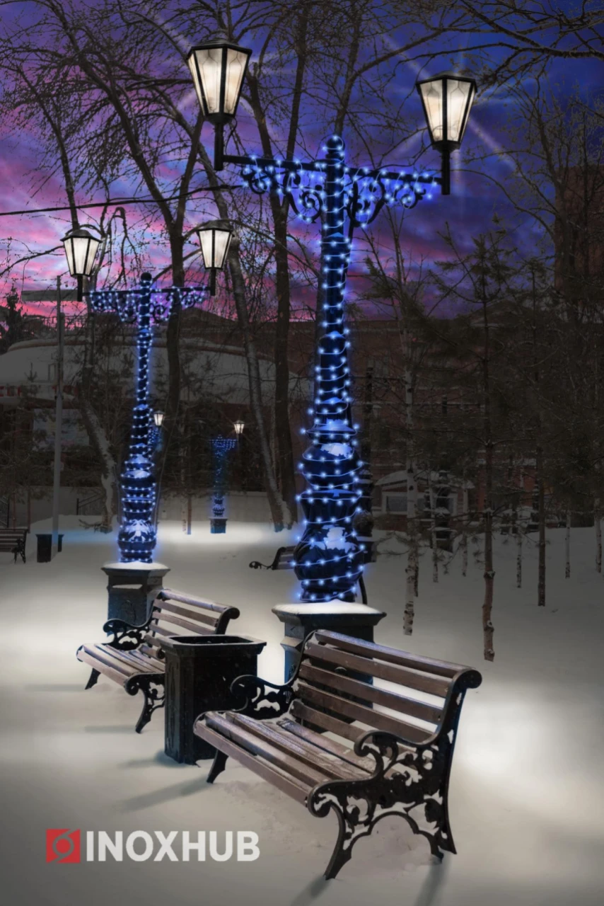 Светодиодная гирлянда INOXHUB Нить 10м, 100 LED, соединяемая, 24В, IP65, белый резиновый провод 2.3мм, СИНЯЯ фото Иноксхаб