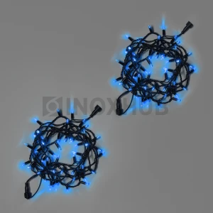 Светодиодная гирлянда INOXHUB Нить 10м, 100 LED, соединяемая, 220В, IP65, чёрный резиновый провод 2.3мм, СИНЯЯ фото Иноксхаб