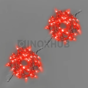 Светодиодная гирлянда INOXHUB Нить 10м, 100 LED, соединяемая, 220В, IP65, прозрачный провод, КРАСНАЯ фото Иноксхаб