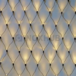 Гирлянда Сетка INOXHUB 2×3м, 388 LED, 220В, IP65, соединяемая, с контроллером 8 режимов, черная резина 2.3мм, ТЁПЛАЯ БЕЛАЯ фото Иноксхаб
