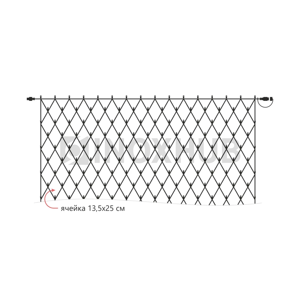 Гирлянда Сетка INOXHUB 2×3м, 388 LED, 220В, IP65, соединяемая, с контроллером 8 режимов, черная резина 2.3мм, МУЛЬТИ фото Иноксхаб