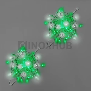 Светодиодная гирлянда INOXHUB Нить 10м, 100 LED, соединяемая, с мерцанием, 220В, IP65, белый резиновый провод 2.3мм, ЗЕЛЁНАЯ фото Иноксхаб