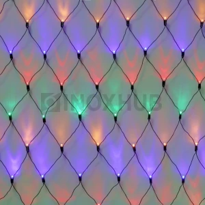 Гирлянда Сетка INOXHUB 2×3м, 388 LED, 220В, IP65, соединяемая, с контроллером 8 режимов, черная резина 2.3мм, МУЛЬТИ фото Иноксхаб