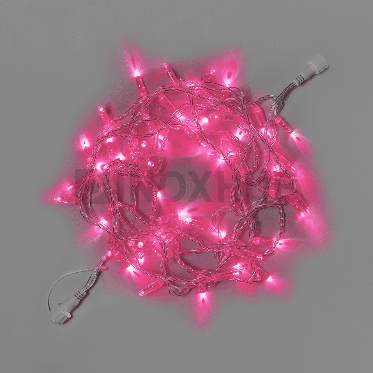 Светодиодная гирлянда INOXHUB Нить 10м, 100 LED, соединяемая, 220В, IP65, прозрачный провод, РОЗОВЫЙ фото Иноксхаб