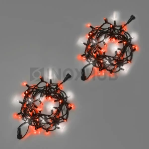 Светодиодная гирлянда INOXHUB Нить 10м, 100 LED, соединяемая, с мерцанием, 220В, IP65, чёрный резиновый провод 2.3мм, КРАСНАЯ фото Иноксхаб