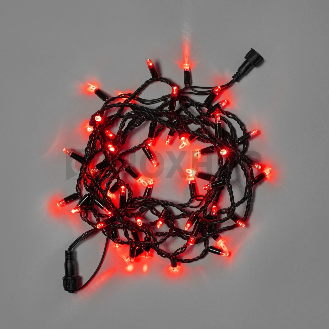 Светодиодная гирлянда INOXHUB Нить 10м, 100 LED, соединяемая, 220В, IP65, чёрный резиновый провод 2.3мм, КРАСНАЯ фото Иноксхаб