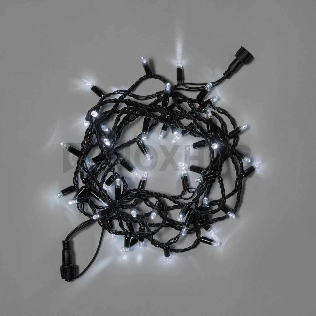 Светодиодная гирлянда INOXHUB Нить 10м, 100 LED, соединяемая, 220В, IP65, чёрный резиновый провод 2.3мм, БЕЛАЯ фото Иноксхаб