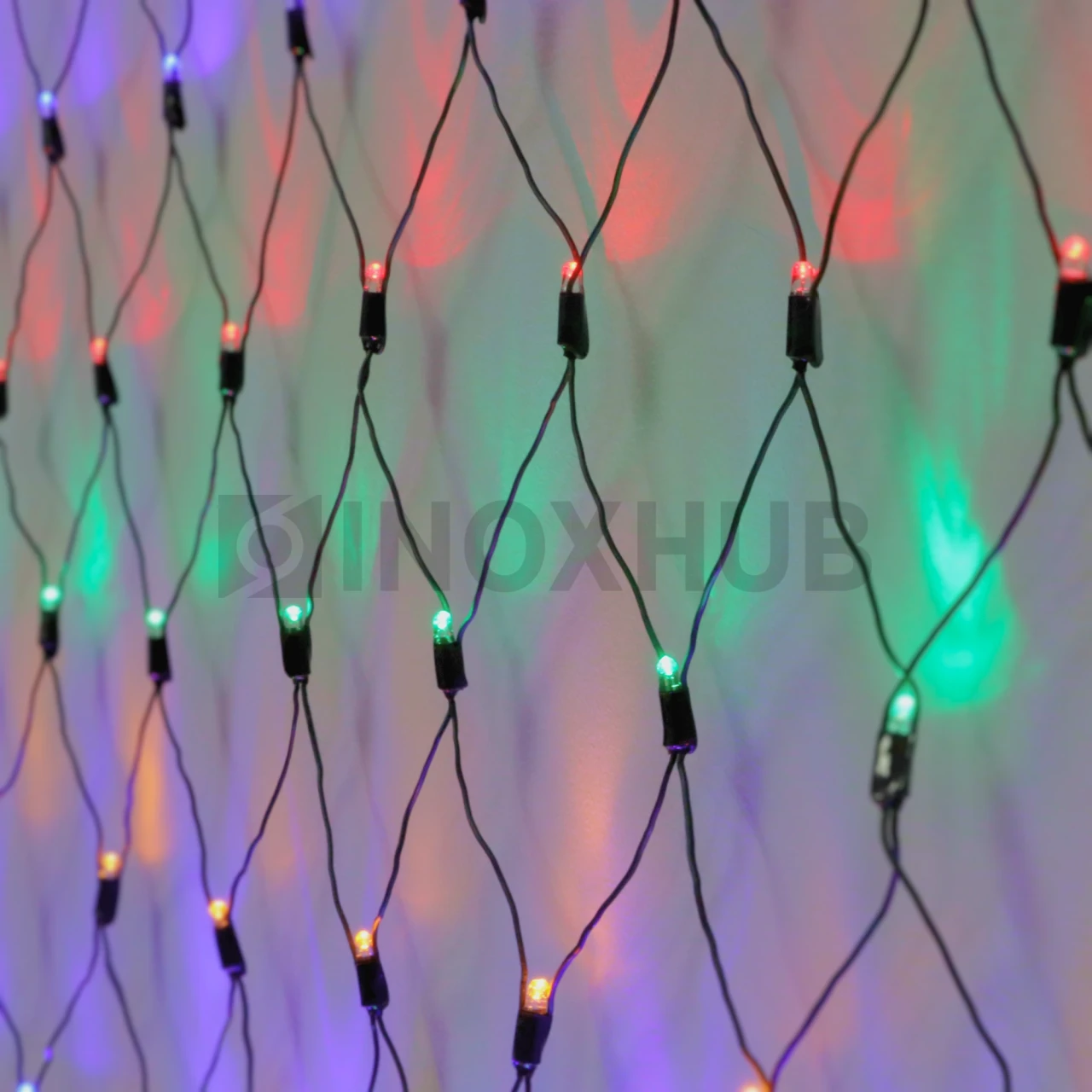 Гирлянда Сетка INOXHUB 2×3м, 388 LED, 220В, IP65, соединяемая, с контроллером 8 режимов, черная резина 2.3мм, МУЛЬТИ фото Иноксхаб