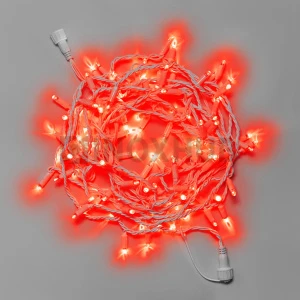 Светодиодная гирлянда INOXHUB Нить 10м, 100 LED, соединяемая, 24В, IP65, белый резиновый провод 2.3мм, КРАСНАЯ фото Иноксхаб