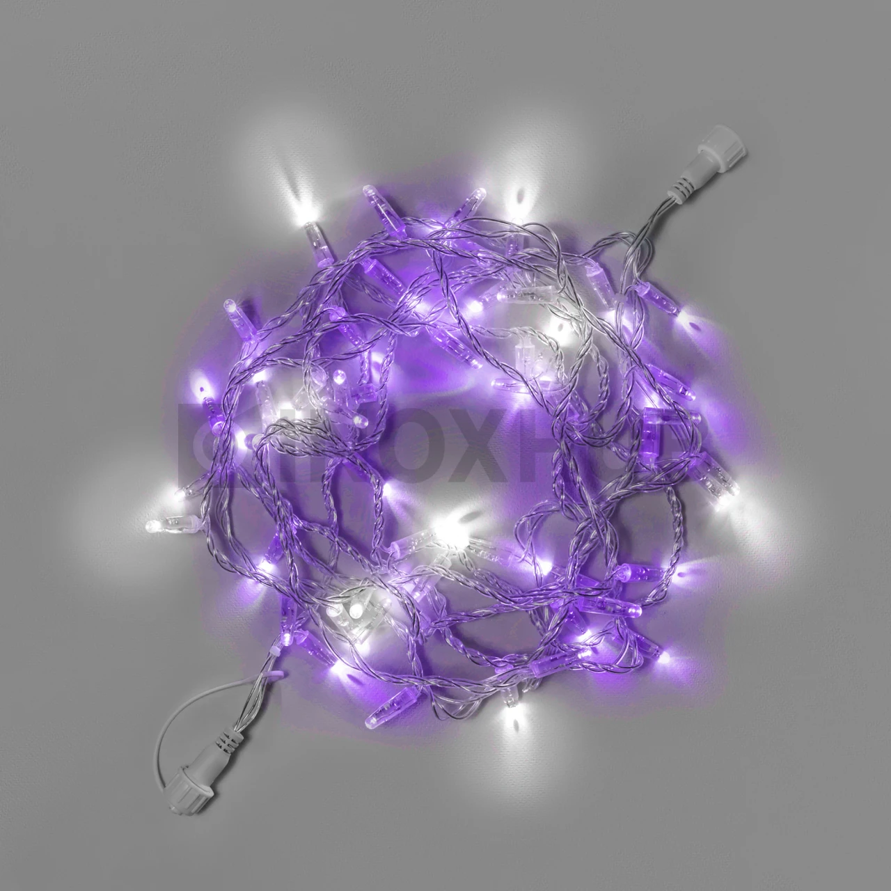 Светодиодная гирлянда INOXHUB Нить 10м, 100 LED, соединяемая, с мерцанием, 220В, IP65, прозрачный провод, ФИОЛЕТОВАЯ фото Иноксхаб