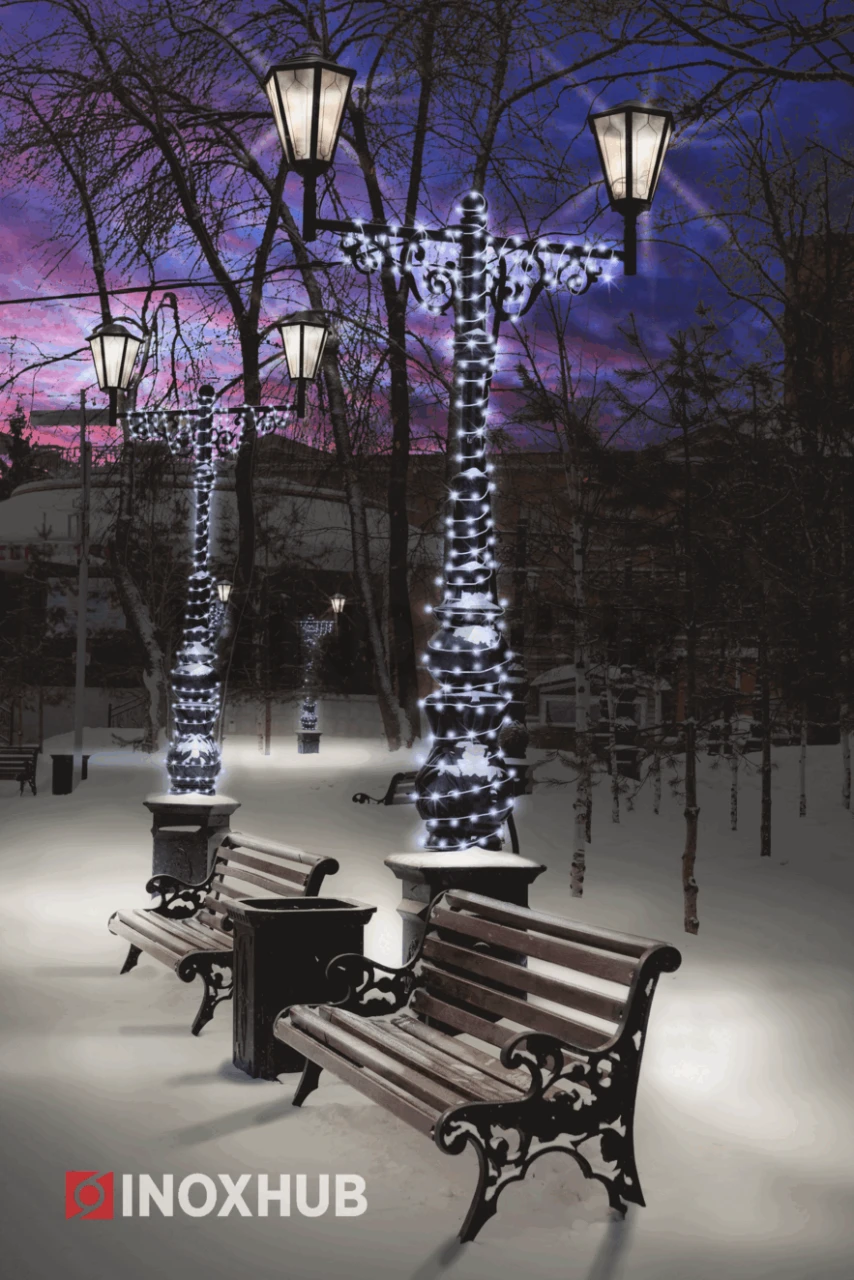 Светодиодная гирлянда INOXHUB Нить 10м, 100 LED, соединяемая, с мерцанием, 220В, IP65, белый резиновый провод 2.3мм, БЕЛАЯ фото Иноксхаб