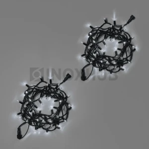 Светодиодная гирлянда INOXHUB Нить 10м, 100 LED, соединяемая, 220В, IP65, чёрный резиновый провод 2.3мм, БЕЛАЯ фото Иноксхаб