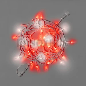 Светодиодная гирлянда INOXHUB Нить 10м, 100 LED, соединяемая, с мерцанием, 24В, IP65, белый резиновый провод 3.3мм, КРАСНАЯ фото Иноксхаб