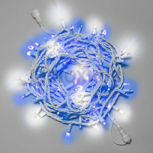 Светодиодная гирлянда INOXHUB Нить 10м, 100 LED, соединяемая, с мерцанием, 24В, IP65, белый резиновый провод 2.3мм, СИНЯЯ фото Иноксхаб