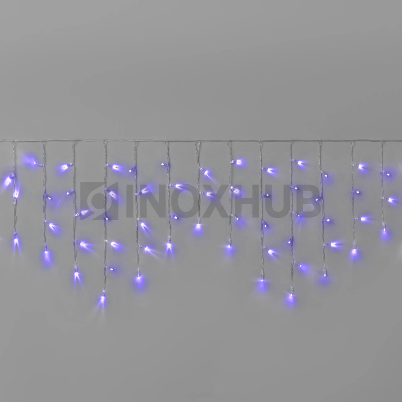 Гирлянда Бахрома INOXHUB 3×0.6м, 108 LED, 220В, IP65, прозрачный провод, ФИОЛЕТОВЫЙ фото Иноксхаб