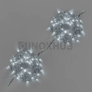 Светодиодная гирлянда INOXHUB Нить 10м, 100 LED, соединяемая, 220В, IP65, прозрачный провод, БЕЛАЯ фото Иноксхаб