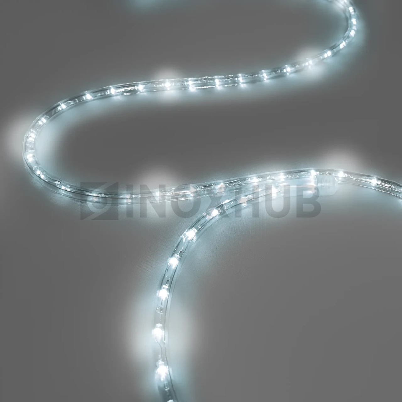 Дюралайт INOXHUB двухжильный 13 мм, круглый, бухта 100м, шаг резки 1м, 36 светодиодов на метр, мерцающий, 220В, IP65, БЕЛЫЙ фото Иноксхаб