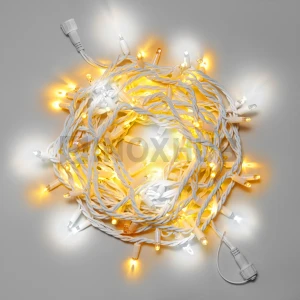 Светодиодная гирлянда INOXHUB Нить 10м, 100 LED, соединяемая, с мерцанием, 24В, IP65, белый резиновый провод 3.3мм, ЖЕЛТАЯ фото Иноксхаб