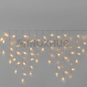 Гирлянда Бахрома INOXHUB 3×0.9м, 144 LED, 220В, IP65, прозрачный провод, ТЁПЛАЯ БЕЛАЯ фото Иноксхаб