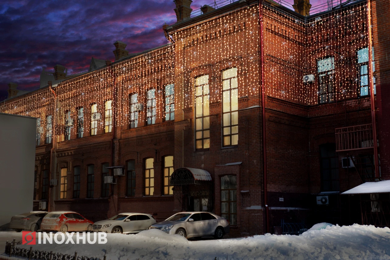 Гирлянда Занавес INOXHUB 2×3м, мерцающий, 600 LED, 220В, IP65, прозрачный провод, ТЕПЛЫЙ БЕЛЫЙ фото Иноксхаб