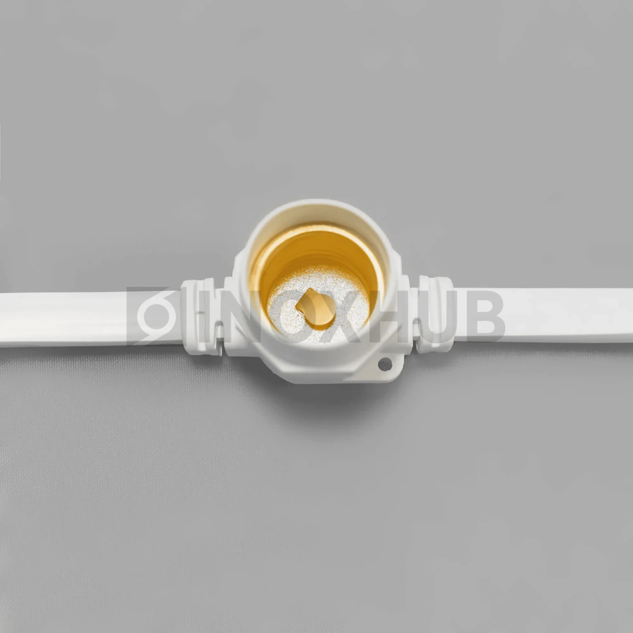 Белт-Лайт INOXHUB, шаг 20см, БЕЛЫЙ резиновый двухжильный шлейф, 250 резиновых патронов с латунными контактами, цоколь E27, бухта 50м фото Иноксхаб