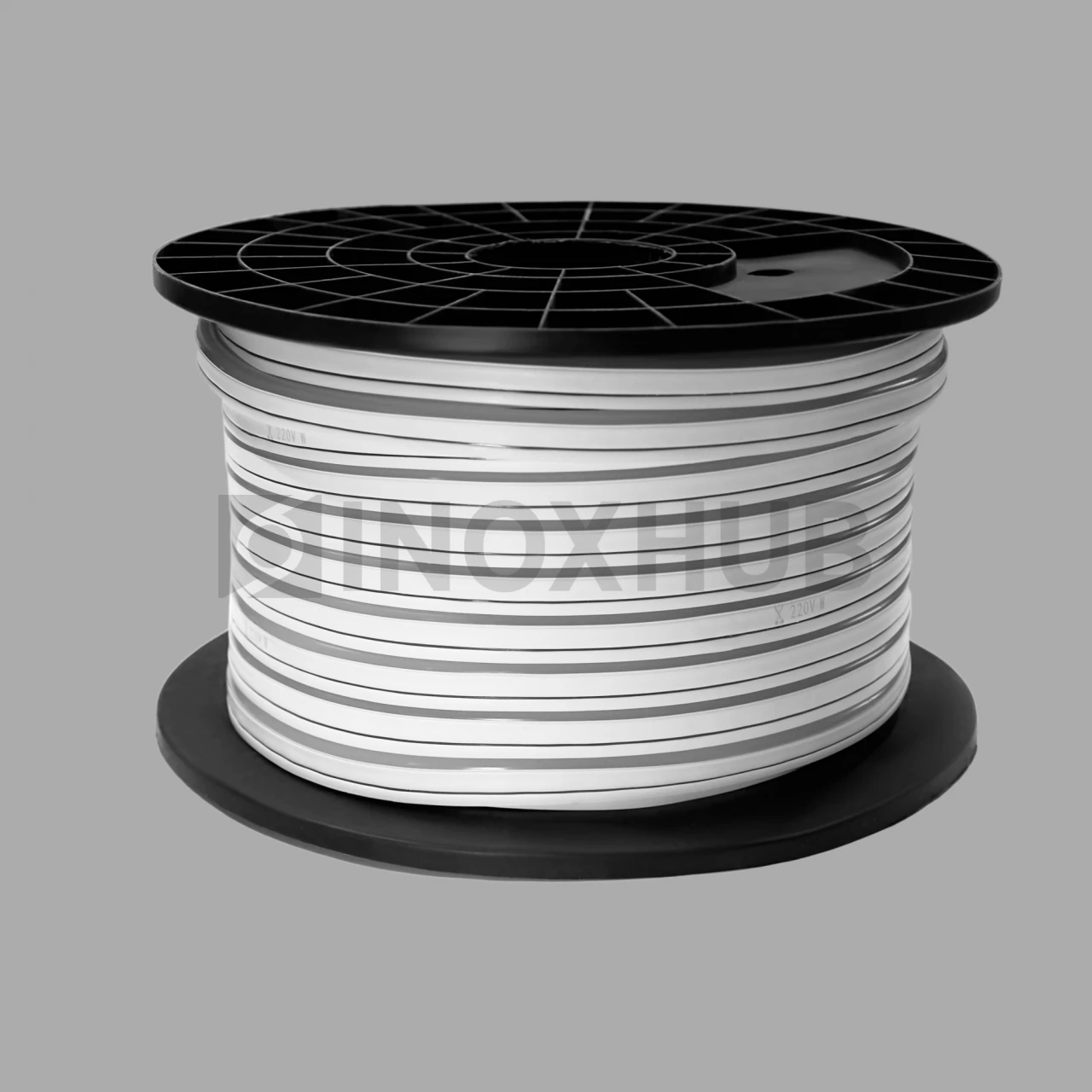 Гибкий Неон INOXHUB 8×16мм, односторонний, бухта 50м, шаг резки 1м, 120 SMD 2835 на метр, 220В, IP65, БЕЛЫЙ фото Иноксхаб