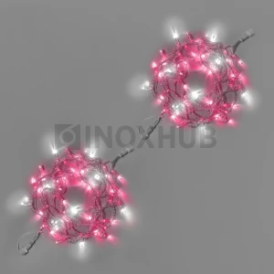 Светодиодная гирлянда INOXHUB Нить 10м, 100 LED, соединяемая, с мерцанием, 220В, IP65, прозрачный провод, РОЗОВАЯ фото Иноксхаб