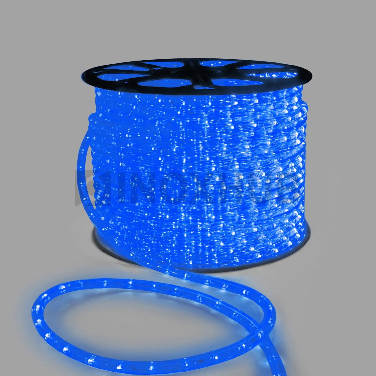 Дюралайт INOXHUB двухжильный 13 мм, круглый, бухта 100м, шаг резки 50см, 36 светодиодов на метр, фиксинг, 24В, IP65, СИНИЙ фото Иноксхаб