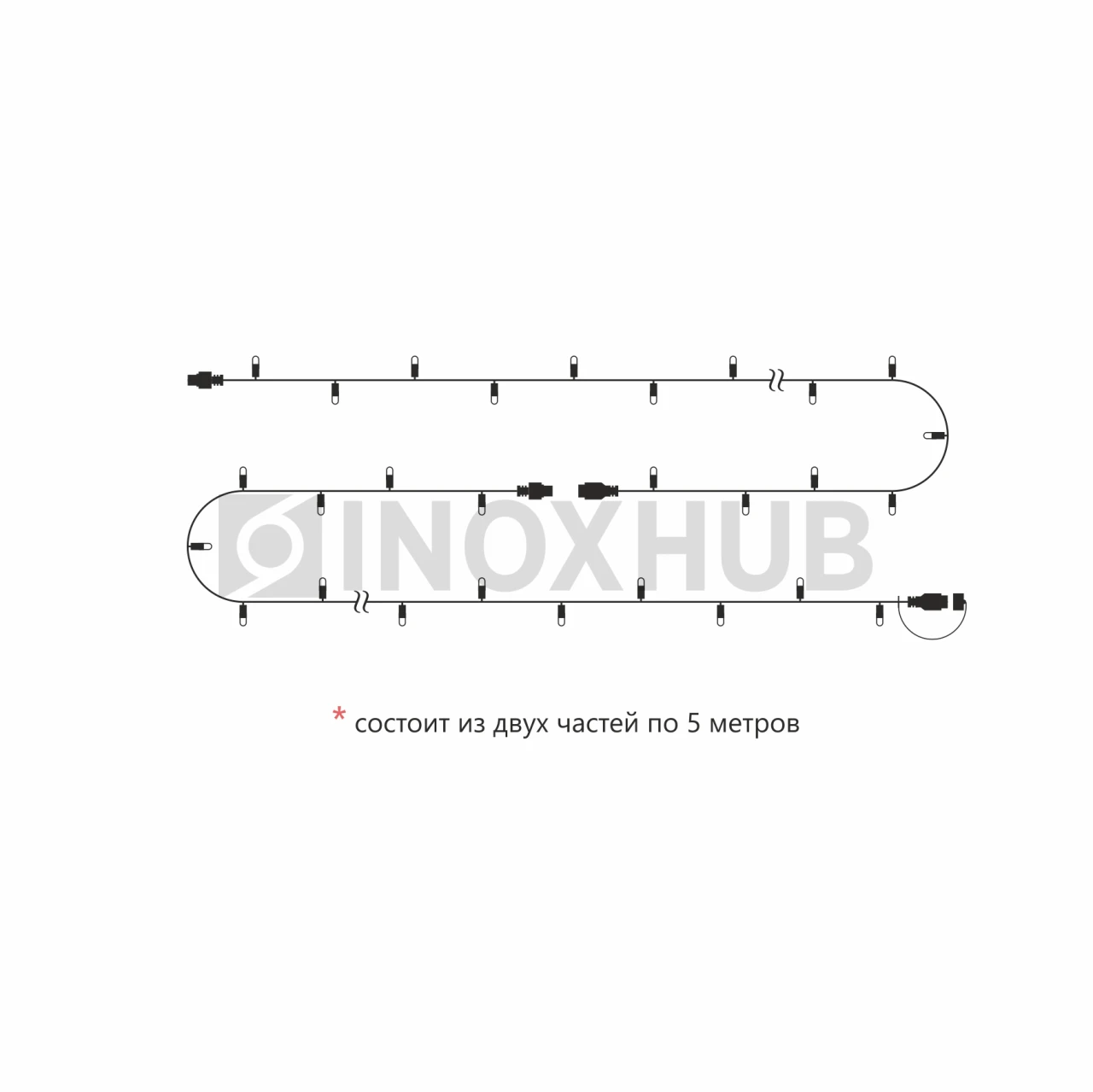 Светодиодная гирлянда INOXHUB Нить 10м, 100 LED, соединяемая, 220В, IP65, прозрачный провод, СИНЯЯ фото Иноксхаб