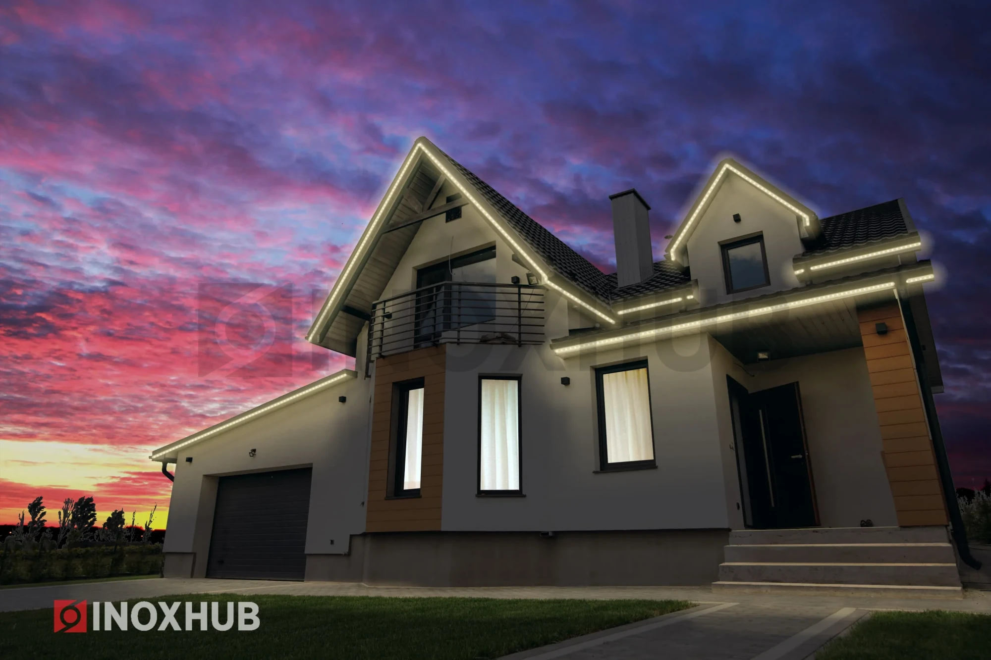 Дюралайт INOXHUB двухжильный 13 мм, круглый, бухта 100м, шаг резки 50см, 36 светодиодов на метр, фиксинг, 24В, IP65, ЖЕЛТЫЙ фото Иноксхаб