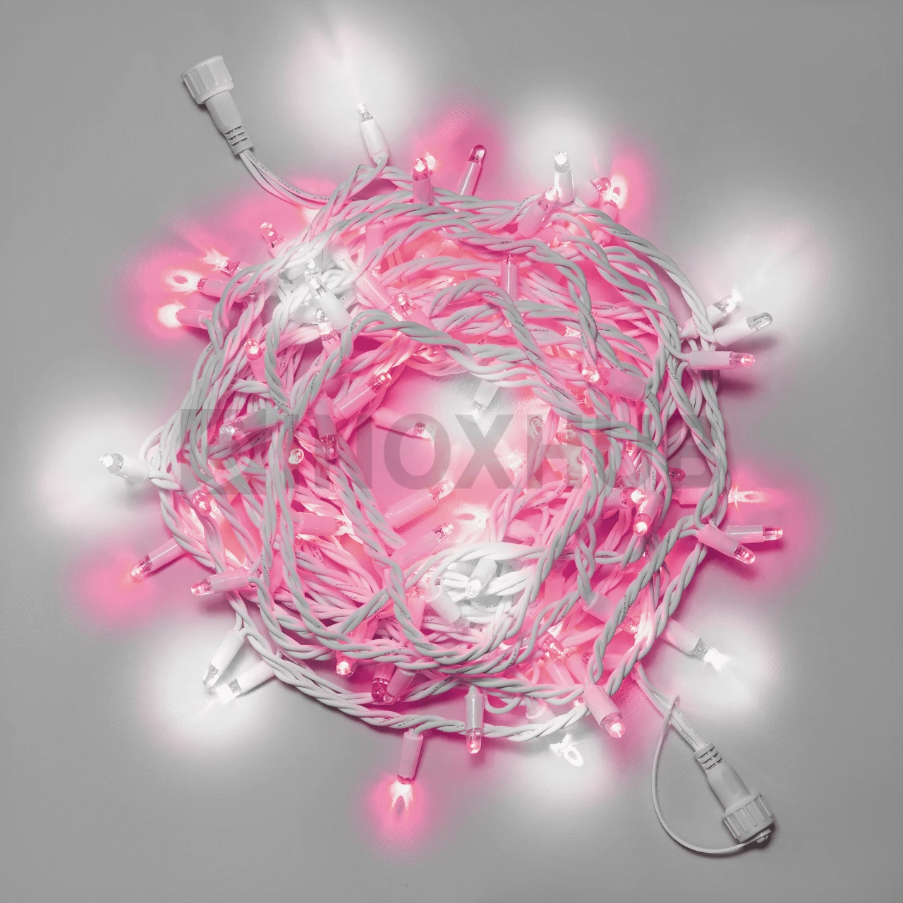 Светодиодная гирлянда INOXHUB Нить 10м, 100 LED, соединяемая, с мерцанием, 220В, IP65, белый резиновый провод 2.3мм, РОЗОВАЯ фото Иноксхаб