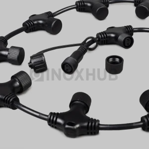 Шина, 2 pin, с 20 Т-коннекторами, 2м, чёрный провод фото Иноксхаб