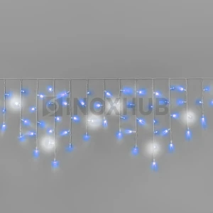 Гирлянда Бахрома INOXHUB 3×0.6м, мерцающая, 108 LED, 220В, IP65, белая резина 3.3мм, СИНЯЯ+БЕЛАЯ фото Иноксхаб