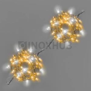 Светодиодная гирлянда INOXHUB Нить 10м, 100 LED, соединяемая, с мерцанием, 220В, IP65, прозрачный провод, ЖЕЛТАЯ фото Иноксхаб