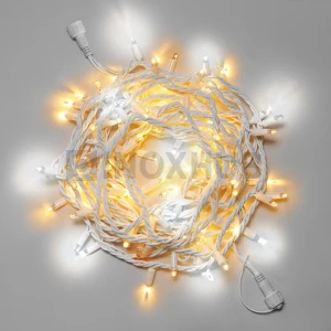 Светодиодная гирлянда INOXHUB Нить 10м, 100 LED, соединяемая, с мерцанием, 24В, IP65, белый резиновый провод 3.3мм, ТЁПЛАЯ БЕЛАЯ фото Иноксхаб