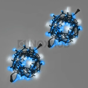 Светодиодная гирлянда INOXHUB Нить 10м, 100 LED, соединяемая, с мерцанием, 220В, IP65, чёрный резиновый провод 2.3мм, СИНЯЯ фото Иноксхаб