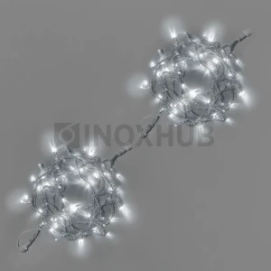 Светодиодная гирлянда INOXHUB Нить 10м, 100 LED, соединяемая, с мерцанием, 220В, IP65, прозрачный провод, БЕЛАЯ фото Иноксхаб