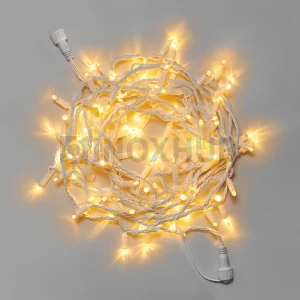 Светодиодная гирлянда INOXHUB Нить 10м, 100 LED, соединяемая, 24В, IP65, белый резиновый провод 3.3мм, ТЕПЛАЯ БЕЛАЯ фото Иноксхаб