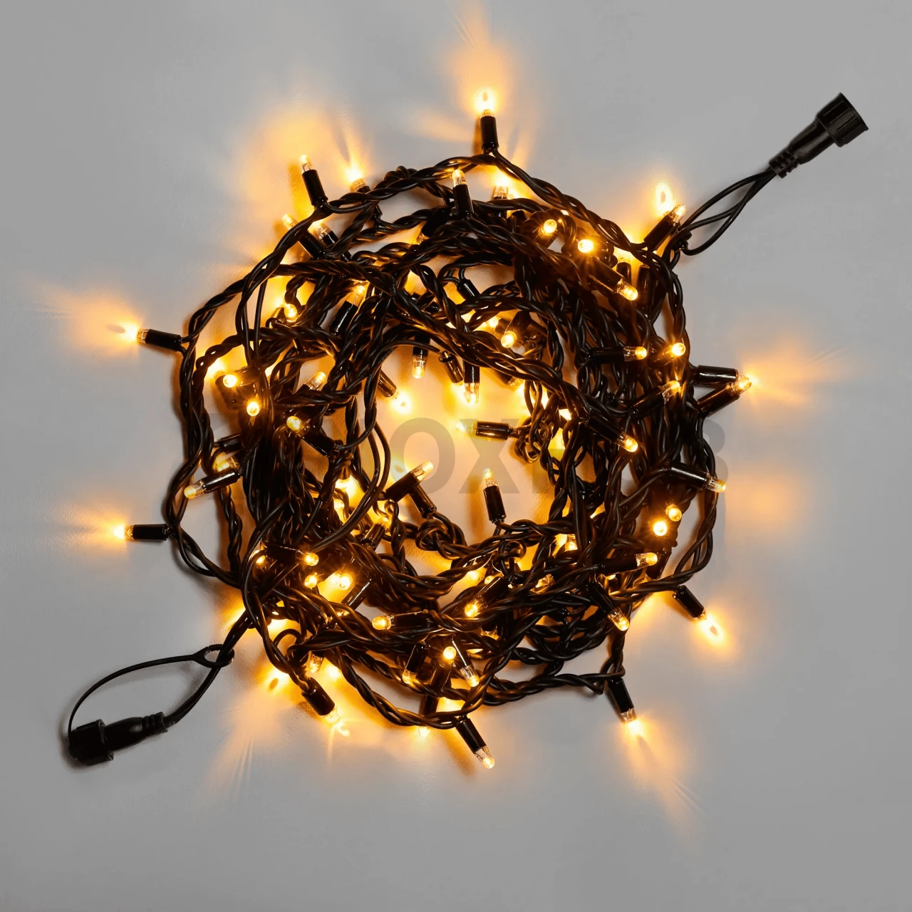 Светодиодная гирлянда INOXHUB Нить 10м, 100 LED, соединяемая, с теплым белым мерцанием, 220В, IP65, черный резиновый провод 3.3мм, ТЁПЛАЯ БЕЛАЯ фото Иноксхаб