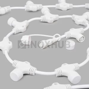 Шина, 2 pin, с 20 Т-коннекторами, 2м, белый провод фото Иноксхаб