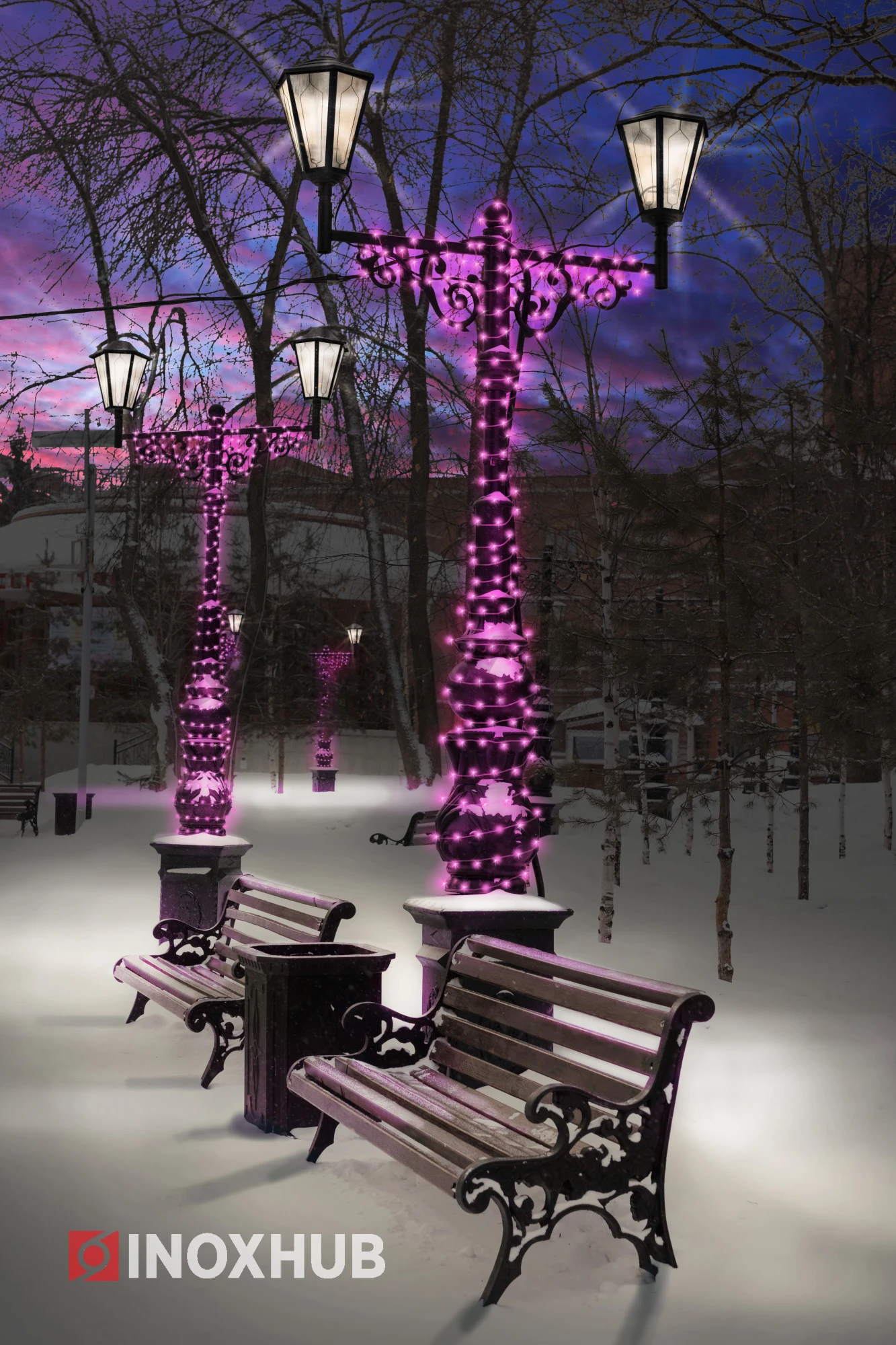 Светодиодная гирлянда INOXHUB Нить 10м, 100 LED, соединяемая, 220В, IP65, прозрачный провод, РОЗОВЫЙ фото Иноксхаб