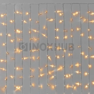 Гирлянда Занавес INOXHUB 2×1.5м Облегчённый, 300 LED, 220В, IP65, прозрачный провод, ТЁПЛЫЙ БЕЛЫЙ фото Иноксхаб