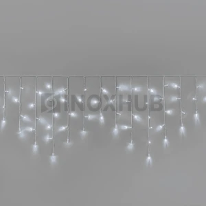 Гирлянда Бахрома INOXHUB 3×0.6м, 108 LED, 220В, IP65, белая резина 3.3мм, БЕЛАЯ фото Иноксхаб