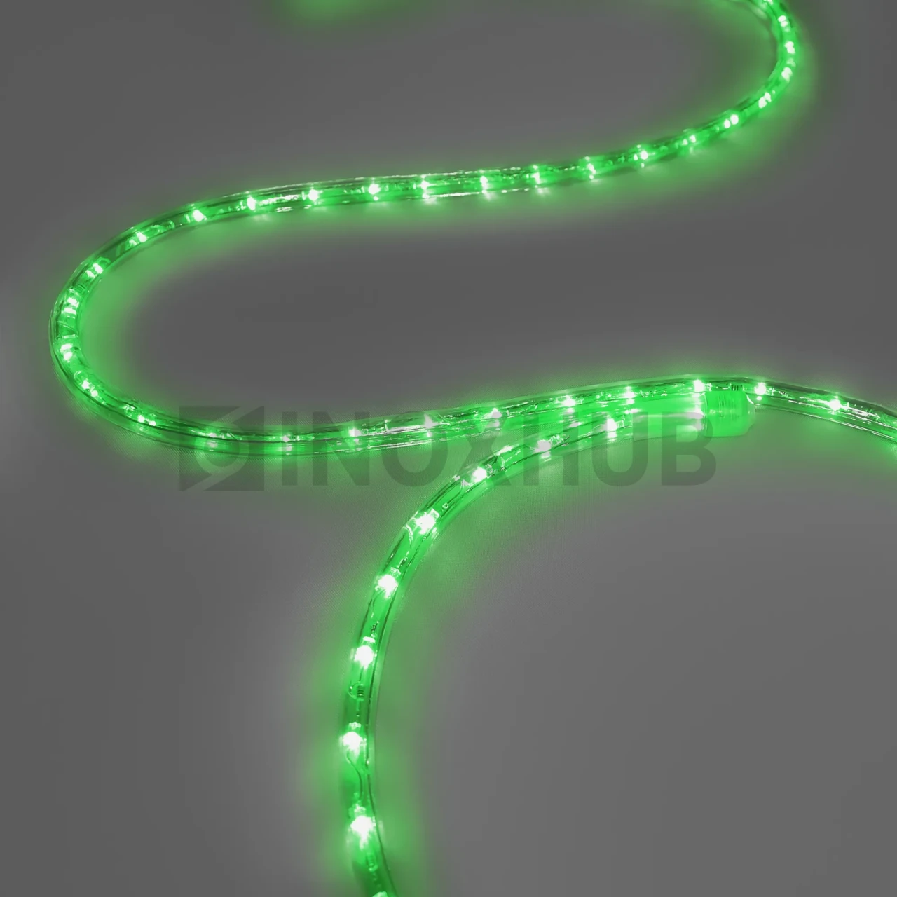 Дюралайт INOXHUB двухжильный 13 мм, круглый, бухта 100м, шаг резки 1м, 36 светодиодов на метр, фиксинг, 220В, IP65, ЗЕЛЕНЫЙ фото Иноксхаб