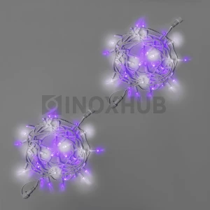 Светодиодная гирлянда INOXHUB Нить 10м, 100 LED, соединяемая, с мерцанием, 220В, IP65, белый резиновый провод 2.3мм, ФИОЛЕТОВАЯ фото Иноксхаб